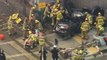 Driver trapped after metro train hits car in California