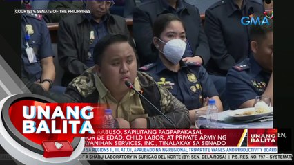 Umano'y pang-aabuso, sapilitang pagpapakasal sa mga menor de edad, child labor, at private army ng SBSI, tinalakay sa Senado | UB