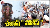 Khairatabad Ganesh Immersion Done In Time With The Help Of Police And Under Their Surveillance | V6
