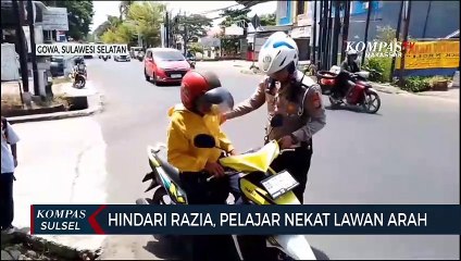 Hindari Razia, Pelajar Nekat Lawan Arah