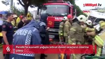 İstanbul'u yine sel vurdu! Duvar araçların üzerine çöktü, 1 kişiyi kurtarmak için çalışmalar sürüyor