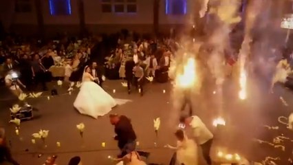 El momento en el que se originó el incendio en la boda de Irak