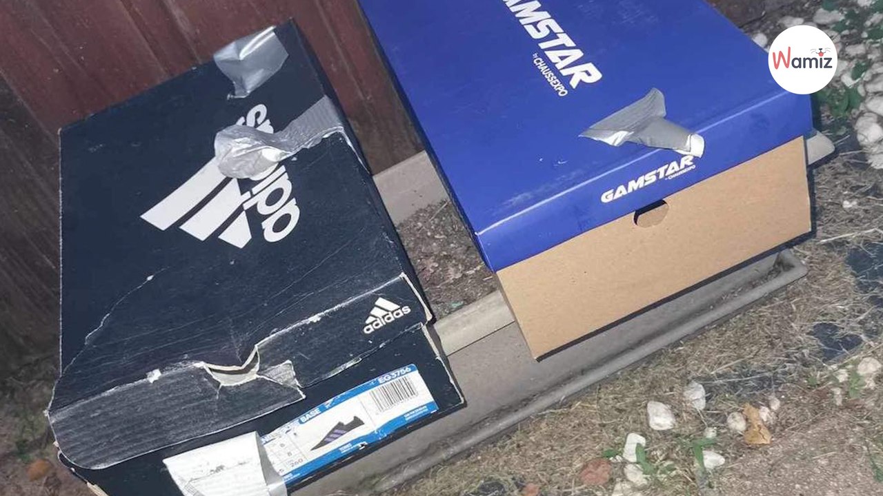 Jugendliche finden einen Adidas-Karton, doch darin sind alles andere als Sportschuhe