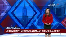 Momen Jokowi Duduk Diapit Megawati dan Ganjar di Rakernas PDIP