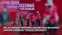 Momen Kompak Jokowi dan Ganjar Gandeng Tangan Megawati Turun Panggung di Rakernas PDIP