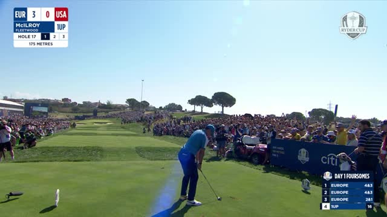 McIlroy's sublime tee shot sets Europe up for 4-0 sweep