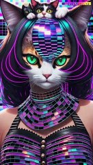 Glamcore Cat-Girl Disco: Hyper-Realistic Elegance 