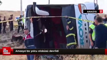 Amasya'da yolcu otobüsü devrildi