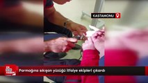 Parmağına sıkışan yüzüğü itfaiye ekipleri çıkardı