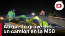 Un camión atropella a un hombre en la carretera M50 a la altura de Vallecas