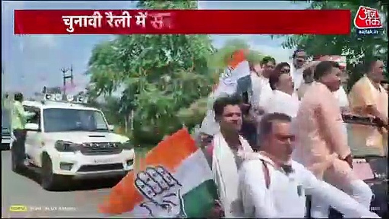 MP Election: Congress leader shows lathi in Sag...