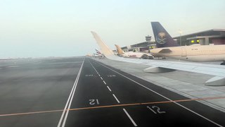 Saudi Airlines A321 takeoff from Bahrain International Airport