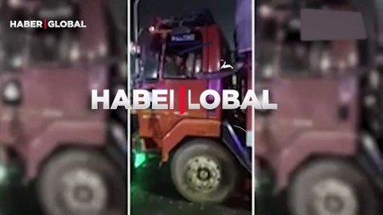 Kamyonun açık camından kafasını uzatan piton!