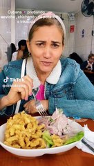 Cubana prueba chicharrón de pota por primera vez