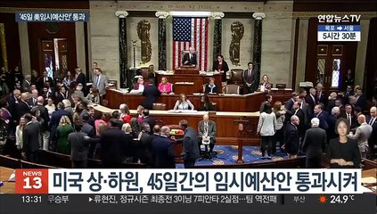 미국 임시예산안 의회 통과…셧다운 급한 불 껐다