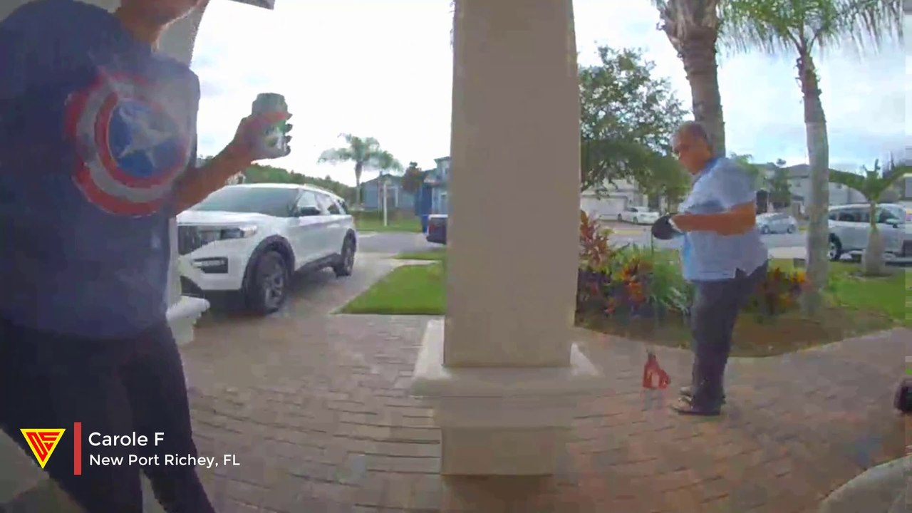 Nest Camera Captures Moment My Mom Thinks She is Walking Her Dog | Doorbell Camera Video