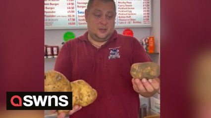 *NEW VIDEO* Chip shop finds massive potato - enough for two whole portions