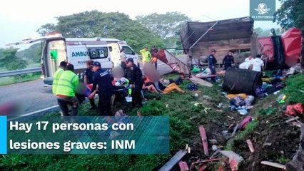 Download Video: Reportan 10 fallecidos tras volcadura de camión con migrantes en Chiapas