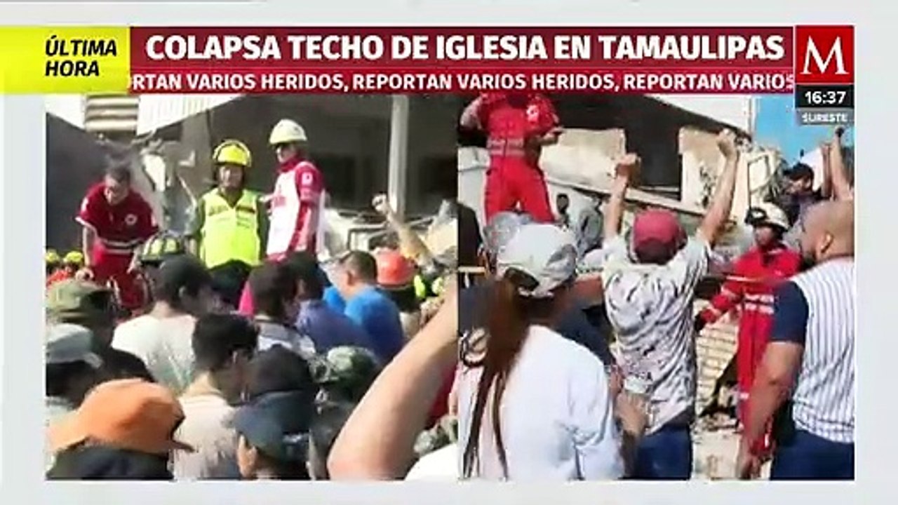 Rescatan a una persona en el derrumbe de la iglesia de Ciudad Madero, Tamaulipas