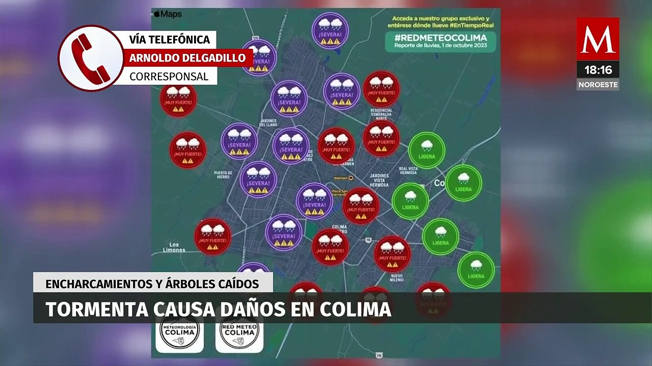 Intensas lluvias en Colima causan daños a vehículos y establecimientos