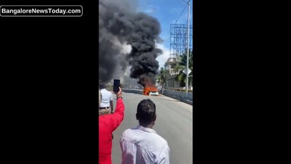 Electric car catches fire in middle of the road in Bengaluru