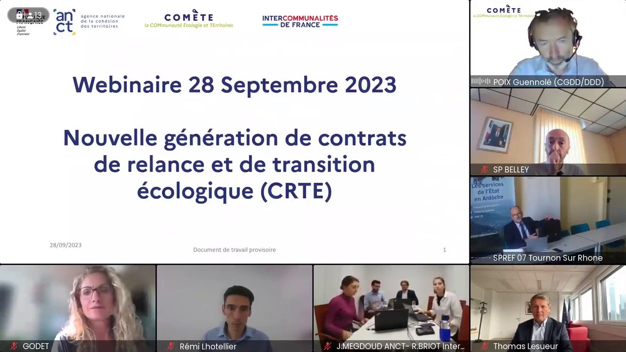 Webinaire - Vers une nouvelle génération de CRTE, outils de la territorialisation de la planification écologique | CGDD