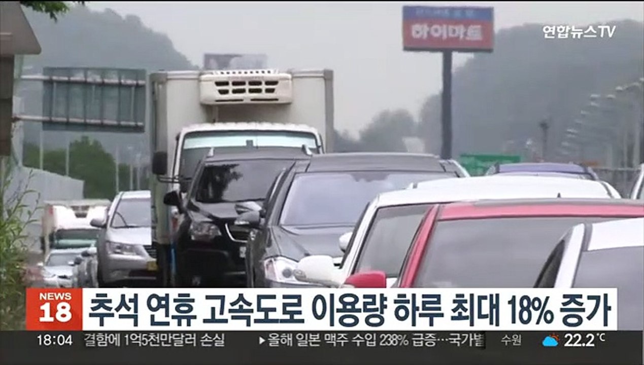 추석 연휴 고속도로 이용량 하루 최대 18% 증가