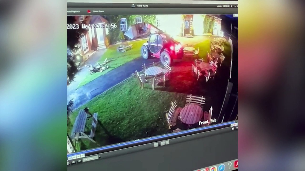 Watch: Digger attacks pub causing £200k in damage