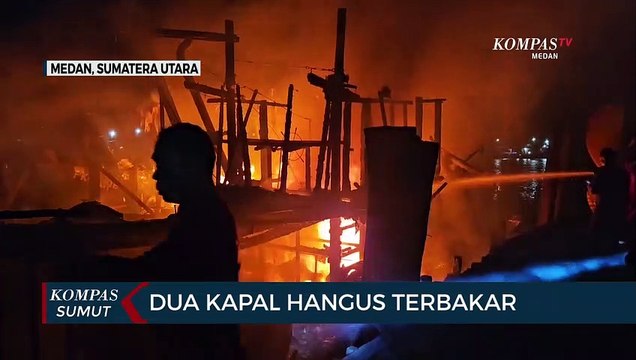 2 Kapal Ikan di Pelabuhan Perikanan Samudera Belawan Ludes Terbakar
