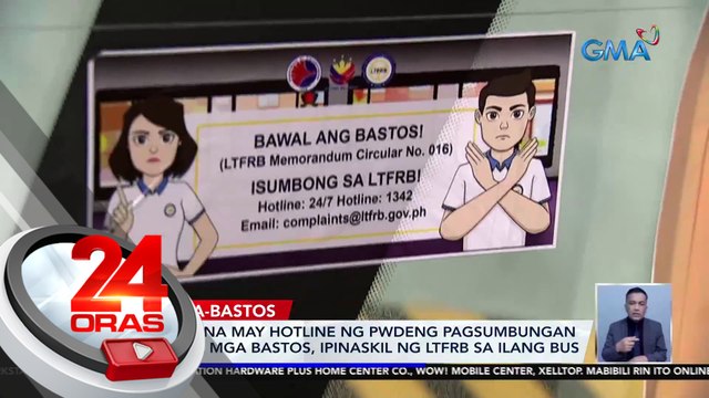 Stickers na may hotline ng pwedeng pagsumbungan laban sa mga bastos, ipinaskil ng LTFRB sa ilang bus | 24 Oras