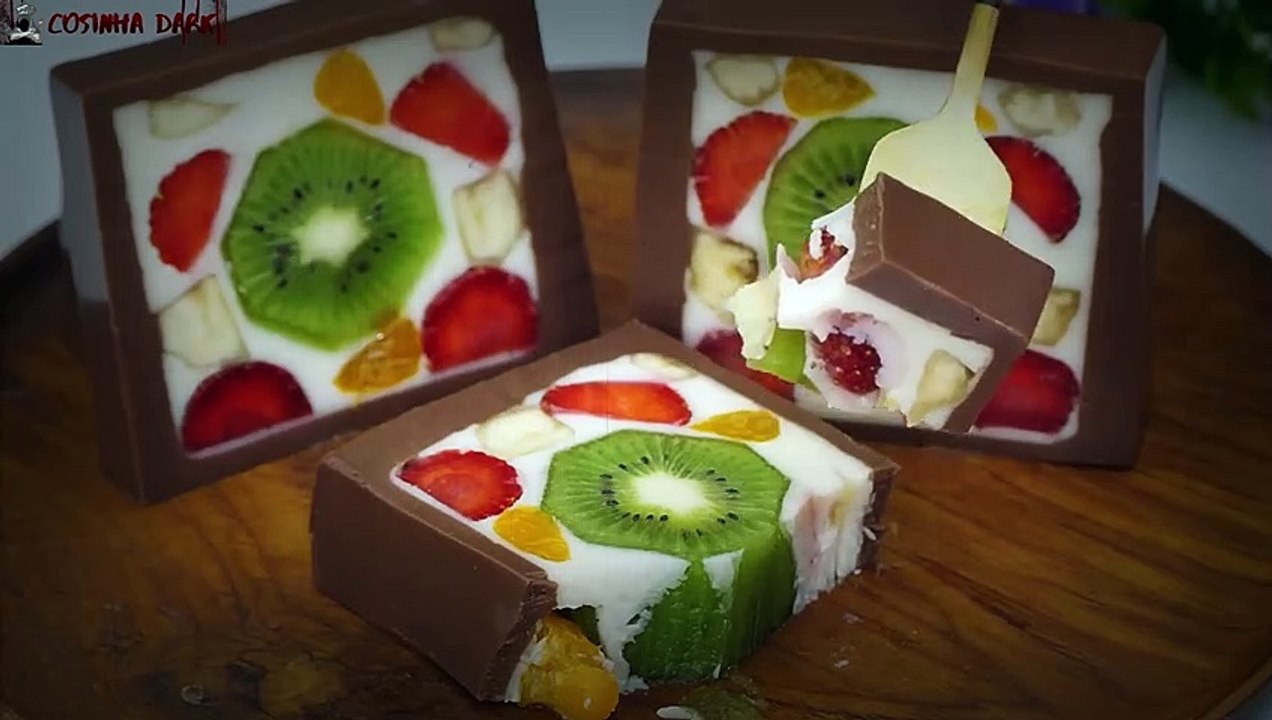 Pudim de Chocolate COM FRUTAS, Receita de Sobremesas com Agar-Agar- Receitas Dark