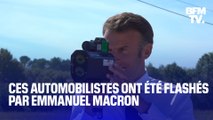 Emmanuel Macron teste un radar mobile lors de son déplacement dans le Lot-et-Garonne