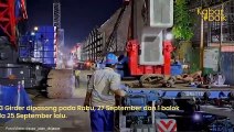 UPDATE PEMBANGUNAN JEMBATAN CIKERETEG: 4 BALOK GIRDER TELAH DIPASANG DI SISI TIMUR JALAN