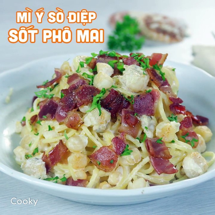 Mì Ý sò điệp sốt phô mai