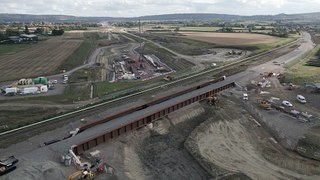 Aerial video September 2023 showing HS2 track construction in Aylesbury