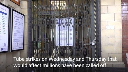 Tube strikes planned for Wednesday and Friday are OFF