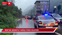 Rize'de şiddetli yağış etkili oluyor