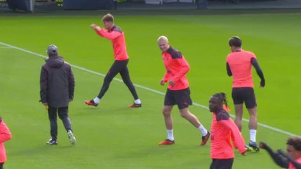 Manchester City training ahead of weather delayed UCL trip to Leipzig