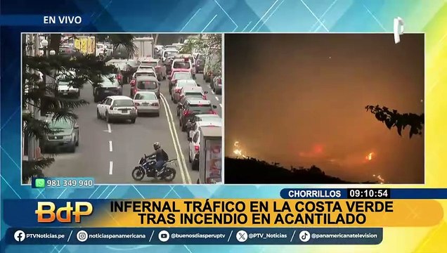 Chorrillos: reportan gran congestión vehicular tras incendio en acantilado de la Costa Verde