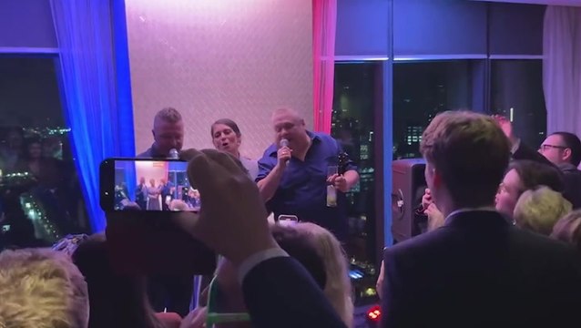 Priti Patel belts out Robbie Williams on karaoke at Tory conference after party