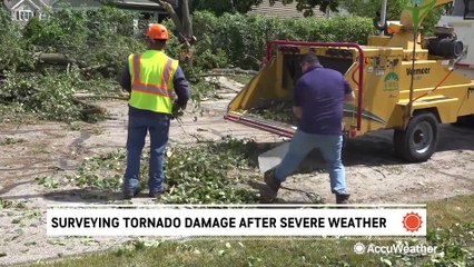 Surveying tornado damage after severe weather
