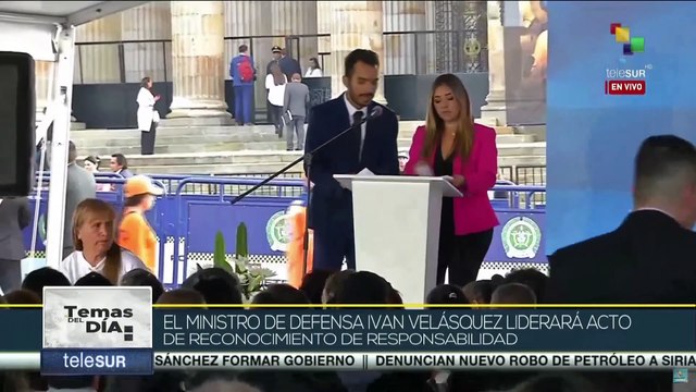 Ministro de Defensa de Colombia encabeza acto en memoria de los 23 jóvenes asesinados