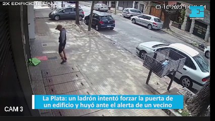 La Plata un ladrón intentó forzar la puerta de un edificio y huyó ante el alerta de un vecino