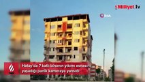 7 katlı binanın yıkımı esnasında vatandaşın yaşadığı panik kamerada
