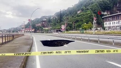 Yağışlar nedeniyle çöken yolun çalışmaları başladı