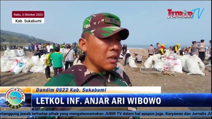 Prioritas Kodim 0622, Bersihkan Pantai Cibutun Sukabumi sebagai Karya Bakti HUT TNI Ke-78