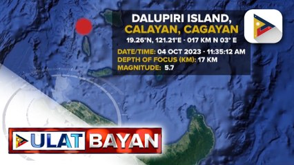 Calayan, Cagayan, niyanig ng 5.7 magnitude na lindol