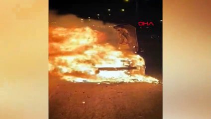 Çerkezköy'de Otomobil Alev Aldı