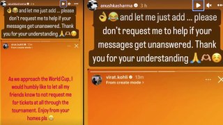 Virat declines World Cup ticket requests from friends, Anushka adds 'don’t ask me for help'