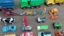 Full length toy trucks, dump trucks, fire engines, racing cars, box trucks, offroad, oil cars, garbage trucks, containers, transformer robots, bicycles, dinosaurs, cows, horses, crocodiles